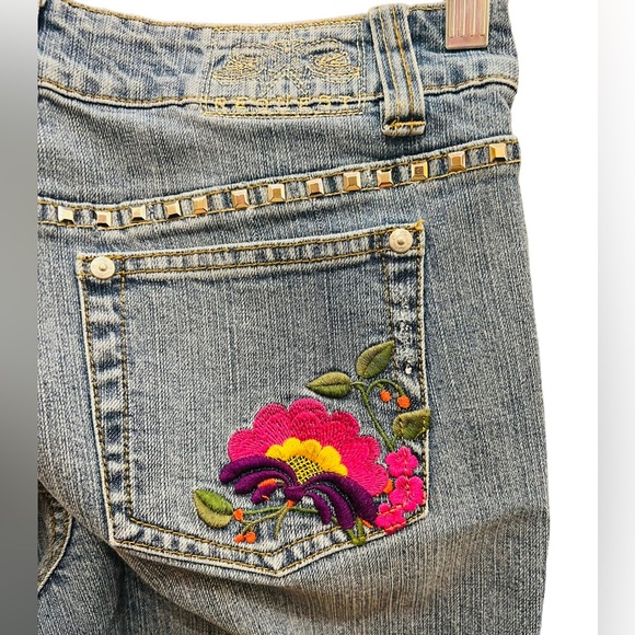 Vintage 80s Request Jeans Size 29 Floral Embroidered 98% Cotton 2% Spandex - Picture 11 of 15